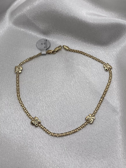 14K Butterfly Ankle Bracelet