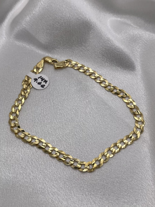 14K Cuban Chain Ankle Bracelet