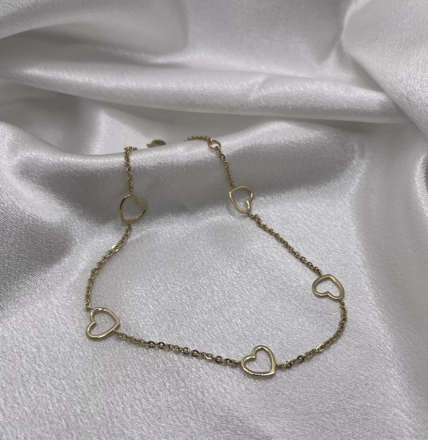 14K Hearts Anklet - 2.7 g