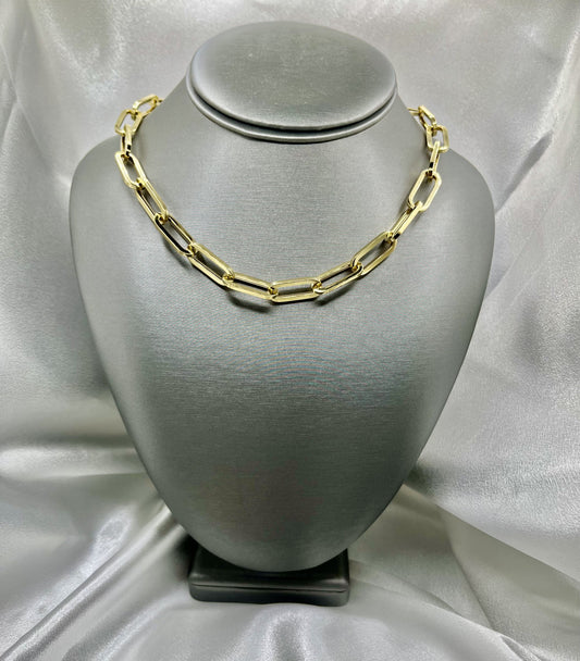 14K Yellow Gold Long Link Necklace - 16''