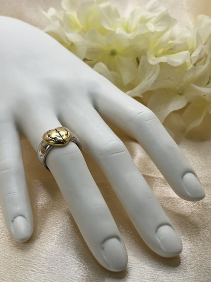 14K Gold Heart Ring with Diamonds - 4.9 g