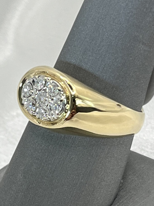 14k Yellow Gold Men's Diamond Ring